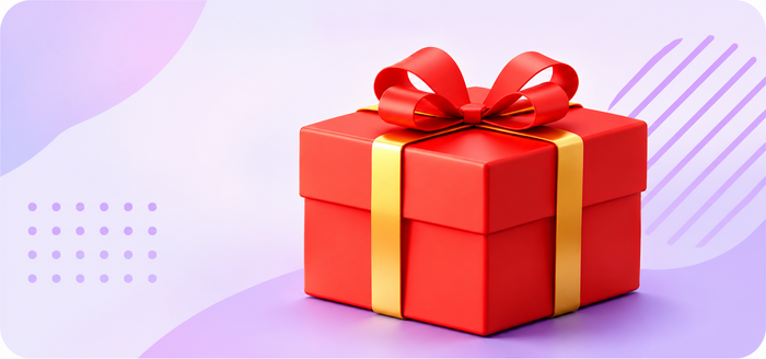 Gift box with a red ribbon
